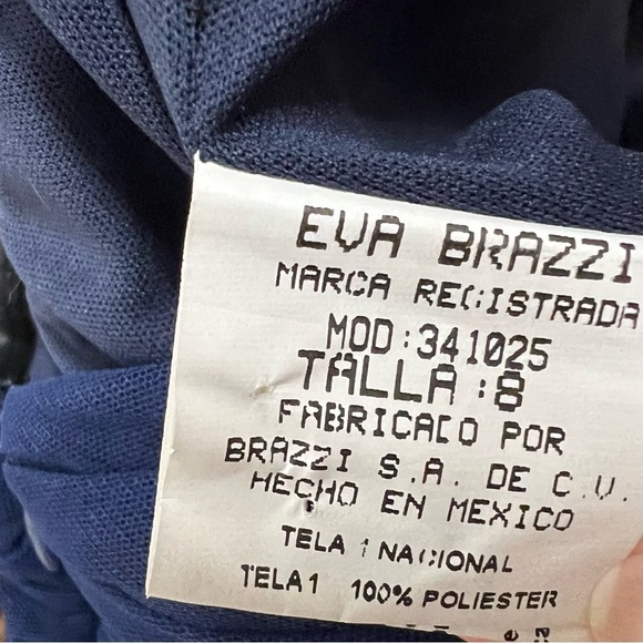 Eva Brazzi Black Tie Navy Blue Lace Front Strapless Chiffon Evening Gown. Size 8 - Picture 13 of 16